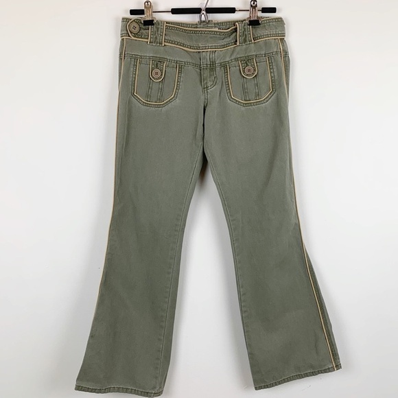 𝅺VIGOSS Army Green Boot Cut Denim Size 7/8 - Picture 1 of 11